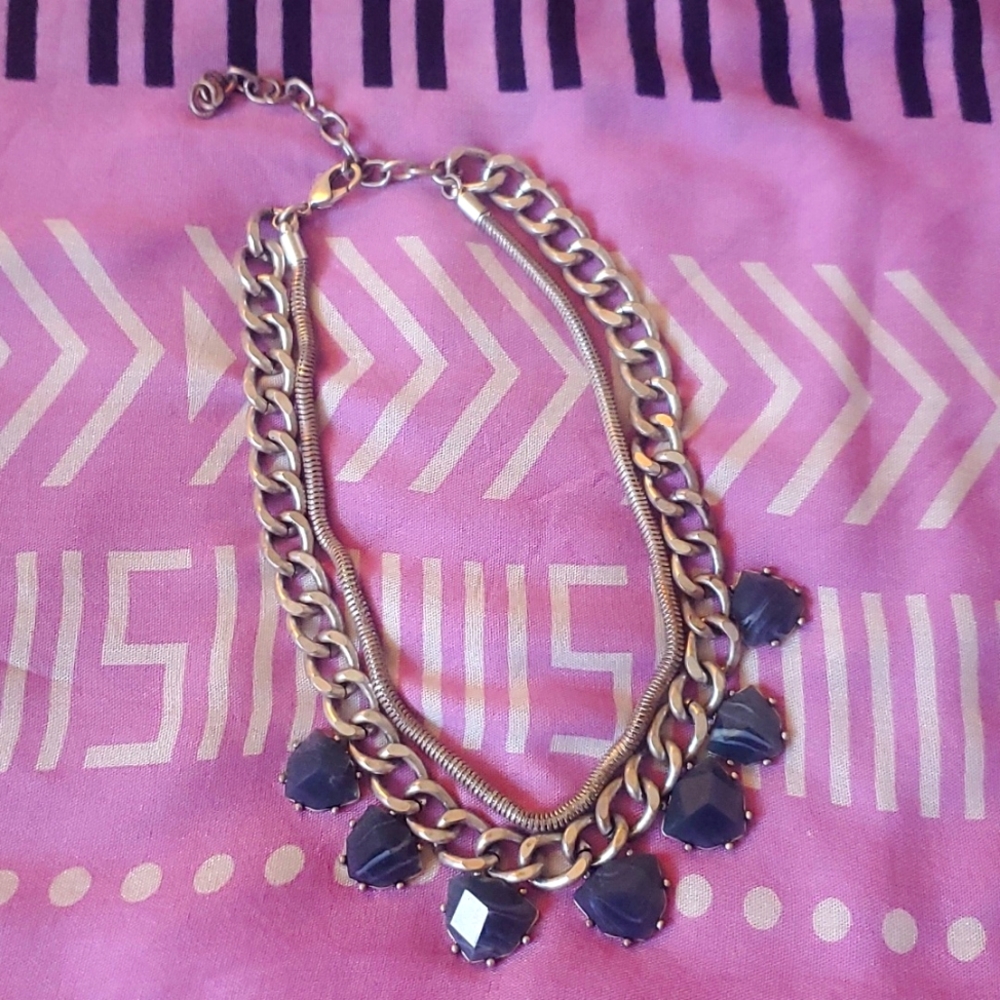 Blue and silver chunky necklace